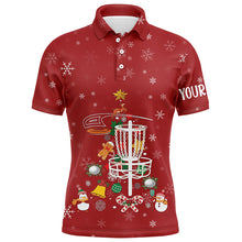 Load image into Gallery viewer, Personalized Disc Golf Basket Red Christmas Mens Polo Shirt Custom Cool Disc Golf Gifts For Men LDT0827