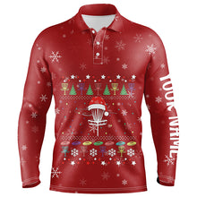 Load image into Gallery viewer, Personalized Mens Disc Golf Basket Red Christmas Polo Shirt Custom Cool Disc Golf Gifts For Men LDT0828