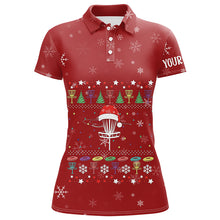 Load image into Gallery viewer, Personalized Disc Golf Basket Red Christmas Polo Shirt Custom Cool Disc Golf Gifts For Women LDT0828