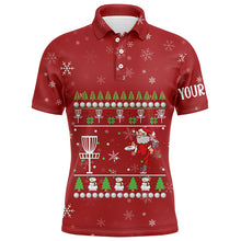 Load image into Gallery viewer, Customized Santa Playing Disc Golf Red Christmas Mens Polo Shirt Cool Disc Golf Gifts For Men LDT0829