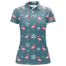 Load image into Gallery viewer, Cute Pink Flamingo Wearing Santa Hat Christmas Golf Polo Shirt Custom Golf Gifts For Women LDT0831