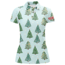 Load image into Gallery viewer, Watercolor Christmas Trees Seamless Pattern Womens Golf Polo Shirts Funny Golf Tops For Women LDT0834