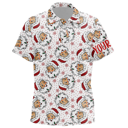 Vintage Cartoon Santa Claus With Snow Christmas Golf Kids Polo Shirt Custom Cute Unisex Kid Golf Tops LDT0835