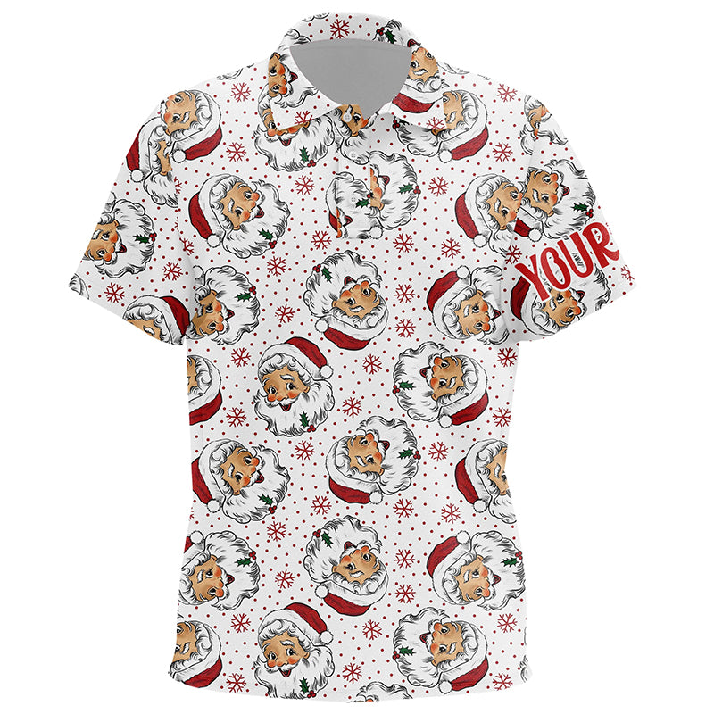 Vintage Cartoon Santa Claus With Snow Christmas Golf Kids Polo Shirt Custom Cute Unisex Kid Golf Tops LDT0835