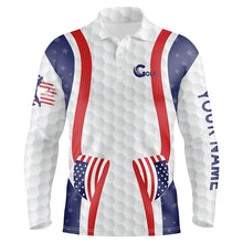 Load image into Gallery viewer, Mens American Flag Golf Pattern Polo Shirt, Personalized Patriotic Golf Shirts For Men LDT0228