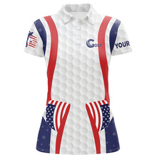 Load image into Gallery viewer, Womens American Flag Golf Pattern Polo Shirt, Personalized Patriotic Golf Shirts For Women LDT0228