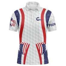 Load image into Gallery viewer, Mens American Flag Golf Pattern Polo Shirt, Personalized Patriotic Golf Shirts For Men LDT0228