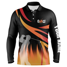 Load image into Gallery viewer, Golf In Passion Golf Black &amp; Orange Flame Polo Shirt Personalized Cool Golf Shirts For Men LDT0232