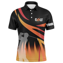 Load image into Gallery viewer, Golf In Passion Golf Black &amp; Orange Flame Polo Shirt Personalized Cool Golf Shirts For Men LDT0232