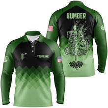 Load image into Gallery viewer, Dark Green Geometric Mens Disc Golf Polo Shirts Customized Disc Golf Shirts For Men LDT0513