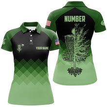 Load image into Gallery viewer, Dark Green Geometric Womens Disc Golf Polo Shirts Customized Disc Golf Shirts For Women LDT0513
