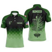 Load image into Gallery viewer, Dark Green Geometric Mens Disc Golf Polo Shirts Customized Disc Golf Shirts For Men LDT0513