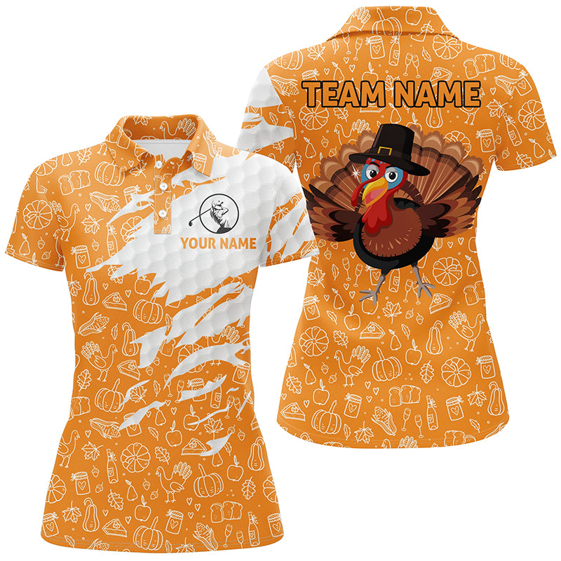 Turkey Bird Thanksgiving Golf Team Polo Shirt Orange Custom Women Golf Tops Funny Golf Gifts LDT0840