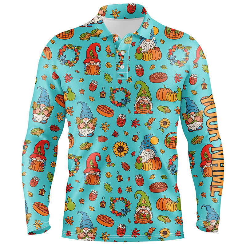 Autumn Gnomes Thanksgiving Golf Mens Polo Shirt Custom Funny Golf Shirts For Men Golfing Gifts LDT0843