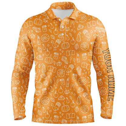 Thanksgiving Seamless Mens Golf Polo Shirt Orange Customized Golf Tops For Men Cool Golf Gifts LDT0844