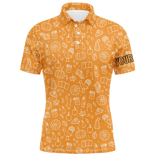 Thanksgiving Seamless Mens Golf Polo Shirt Orange Customized Golf Tops For Men Cool Golf Gifts LDT0844