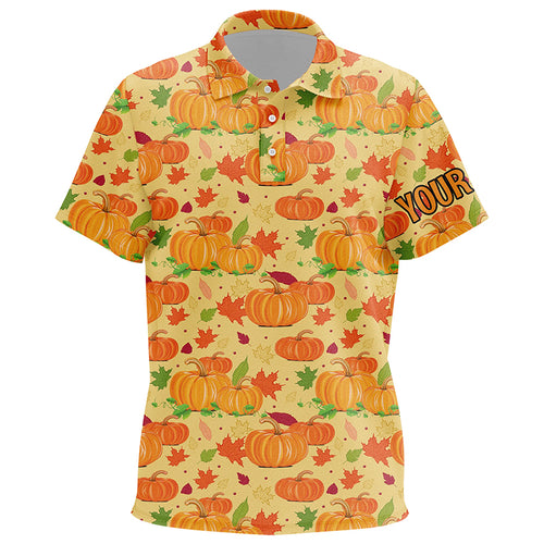 Happy Thanksgiving Day Golf Kids Polo Shirt Orange Pumpkins Falling Leaves Golf Shirts For Kid LDT0845