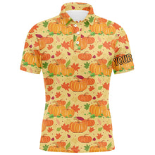 Load image into Gallery viewer, Happy Thanksgiving Day Mens Golf Polo Shirt Orange Pumpkins Falling Leaves Golf Shirts For Men LDT0845