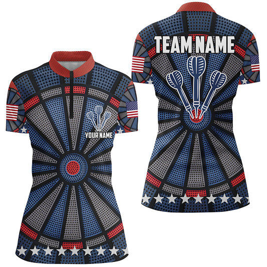 Personalized Dart Board All Over Print Darts Quarter Zip Shirt Custom Women Dart Jerseys LDT1046