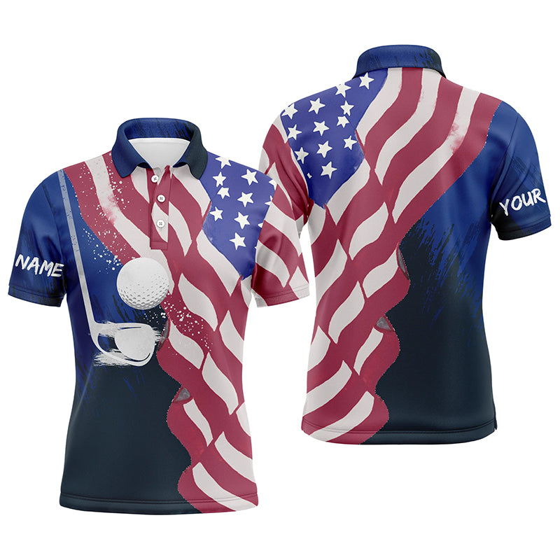 Watercolor 3D American Flag Golf Polos 4Th Of July Golfer Gifts, Patriotic Golf Tops For Men LDT0233