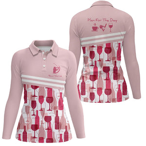 Golf Wine Seamless Pattern Plan For The Day Personalized Pink Shirts For Women, Golf Gifts LDT0236