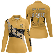 Load image into Gallery viewer, There Is Nothing A Beer &amp; Golf Can&#39;t Fix Polo Shirt Yellow Argyle Skull Golf Shirts For Women LDT0523