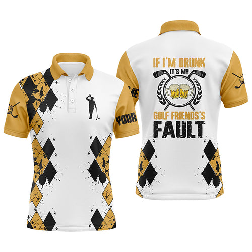 If I'm Drunk It's My Golf Friends' Fault Beer Mens Polo Shirts Argyle Golf Shirts For Men LDT0526