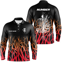 Load image into Gallery viewer, Personalized Disc Golf Basket Tree Red Gradient Mens Polo Shirts Disc Golf Shirts For Men Golf gifts LDT1058