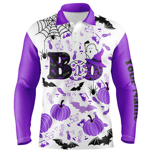 Boo Halloween Golf Pattern Purple Mens Polo Shirt Custom Funny Golf Shirts For Men Golf Gifts LDT0551