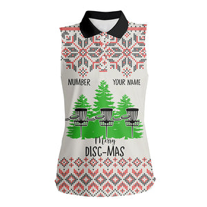 Merry Discmas All Print Disc Golf Womens Sleeveless Polos Custom Ugly Christmas Women Disc Golf Tops LDT0855