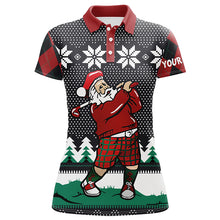 Load image into Gallery viewer, Santa Playing Golf Ugly Christmas Polo Shirt Custom Argyle Pattern Funny Golf Shirt For Women LDT0857