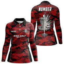 Load image into Gallery viewer, Camo Womens Golf Polo Shirts, Custom Red Camo Golf Shirt Disc Golf Shirts For Women, Golf Gifts LDT0057