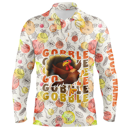 Turkey Bird Thanksgiving Golf Mens Polo Shirt Fall Pattern Custom Golf Shirts For Men Golf Gifts LDT0875