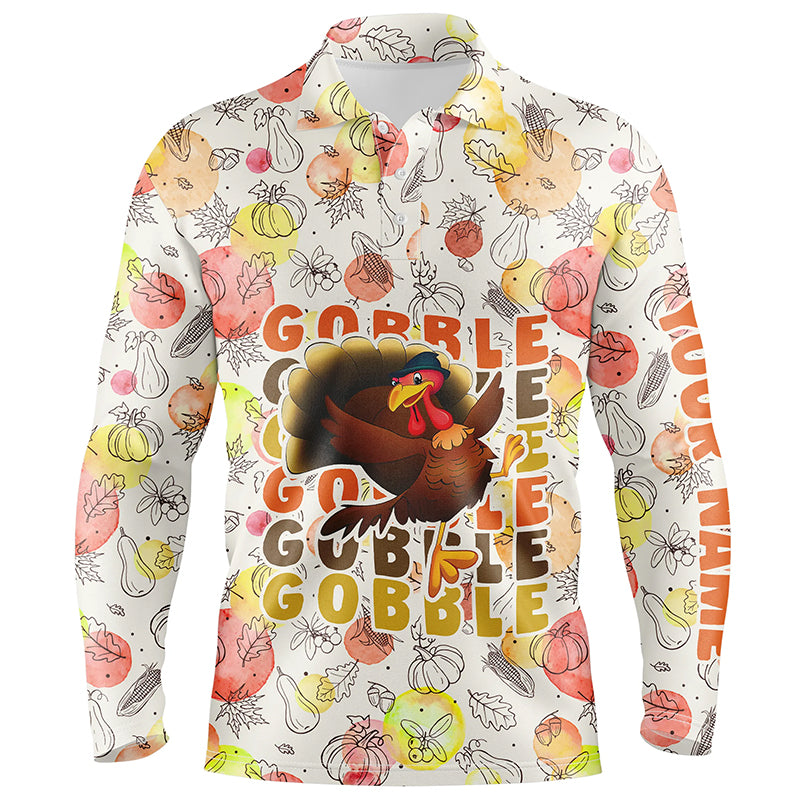 Turkey Bird Thanksgiving Golf Mens Polo Shirt Fall Pattern Custom Golf Shirts For Men Golf Gifts LDT0875