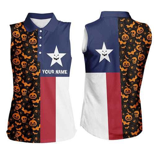 Halloween Texas Flag Womens Sleeveless Golf Shirts, Funny Texas Shirt For Halloween, Best Golf Gifts LDT0072