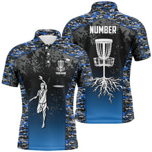 Load image into Gallery viewer, Blue Camo Mens Disc Golf Polo Shirt Custom Camouflage Golf Shirts For Men Disc Golf Gifts LDT0563