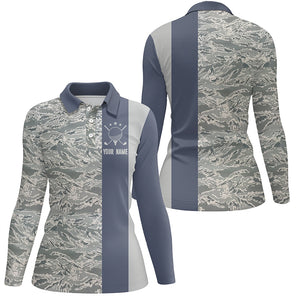 Veteran Blue Camouflage Golf Polo Shirt Custom Military Camo Golf Shirts For Women Golf Gifts LDT0569