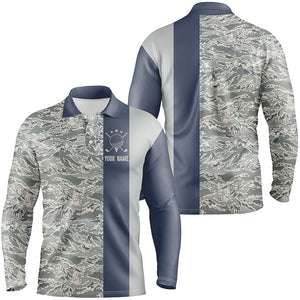 Veteran Blue Camouflage Mens Golf Polo Shirt Custom Military Camo Golf Shirts For Men Golf Gifts LDT0569