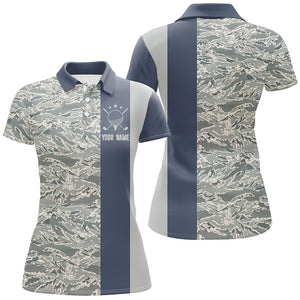 Veteran Blue Camouflage Golf Polo Shirt Custom Military Camo Golf Shirts For Women Golf Gifts LDT0569