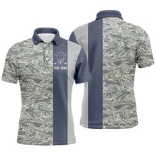 Load image into Gallery viewer, Veteran Blue Camouflage Mens Golf Polo Shirt Custom Military Camo Golf Shirts For Men Golf Gifts LDT0569