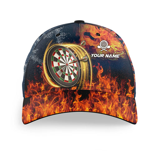 Water & Fire Darts Cap With Name Personalized Lightning Thunder Darts Hat Gifts For Dart Player LDT1269