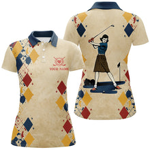 Load image into Gallery viewer, Swing Swear Repeat Vintage Argyle Womens Golf Polo Shirt Golf Shirts For Women Golf Tops LDT0575