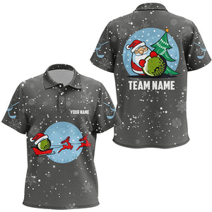 Grey Christmas Kids Golf Polo Shirt With Reindeer & Santa Custom Unisex Golf Tops For Kid Golfing Gifts LDT0580