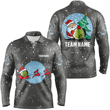 Load image into Gallery viewer, Grey Christmas Mens Golf Polo Shirts With Reindeer &amp; Santa Custom Golf Tops For Men Golfing Gifts LDT0580