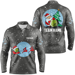 Grey Christmas Mens Golf Polo Shirts With Reindeer & Santa Custom Golf Tops For Men Golfing Gifts LDT0580