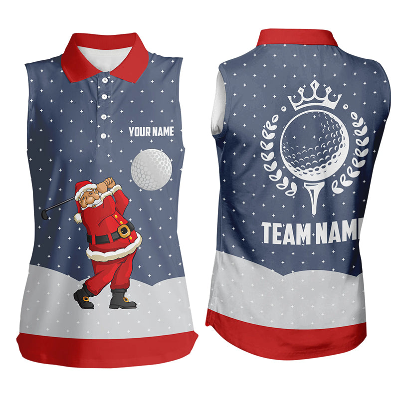 Christmas Snow Night Womens Sleeveless Golf Shirt Santa Playing Golf Outfit For Women Golfing Gifts LDT0581