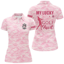 Load image into Gallery viewer, My Lucky Golf Shirt Pink Camo Womens Polo Shirt Custom Cute Camouflage Golf Gifts For Ladies LDT0886