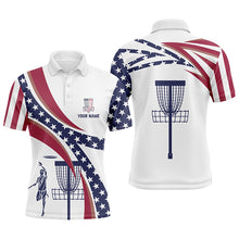 Load image into Gallery viewer, American Flag Mens Disc Golf Polo Shirts Custom Name Patriotic Golf Shirts For Men, Golf Gifts LDT0279