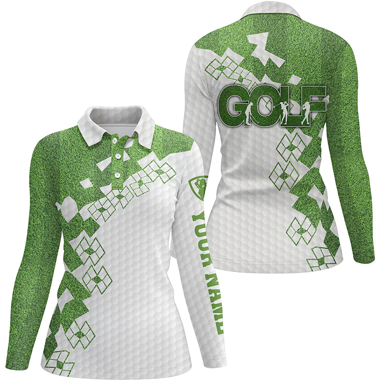 Elegant Golf In Green Womens Golf Polo Shirt White Green Golf Shirts F ...