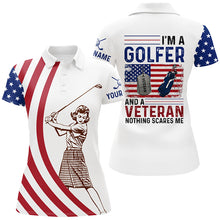 Load image into Gallery viewer, Im A Golfer And A Veteran American Flag Womens Golf Polo Shirts Patriotic Golf Tops For Women LDT0590